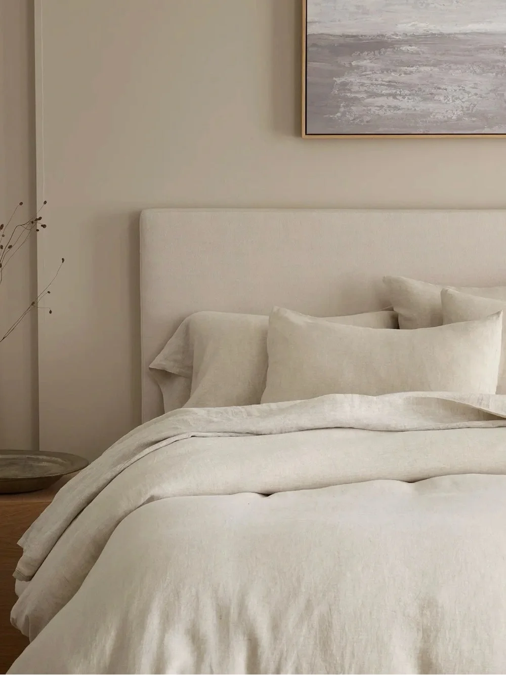 NWOT Quince European Linen Chambray 3 Pc Duvet Cover Set, Full/Queen (Natural)